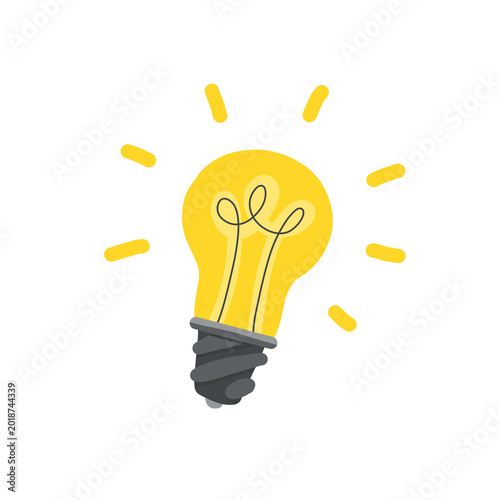 Light bulb in hand drawing style isolated illustration.