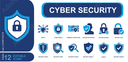 Tableau sur toile Cyber security icon set