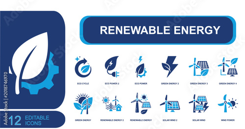 Foto Renewable energy icon set
