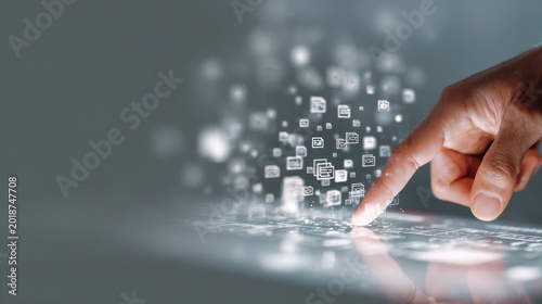 Business people operate the technology interface