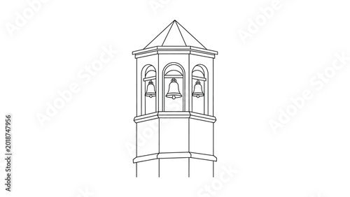 Architectural drawing of a bell tower steeple.