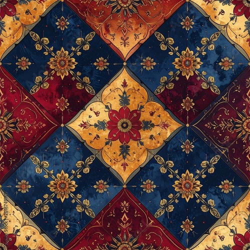 Ornate patterned fabric textile