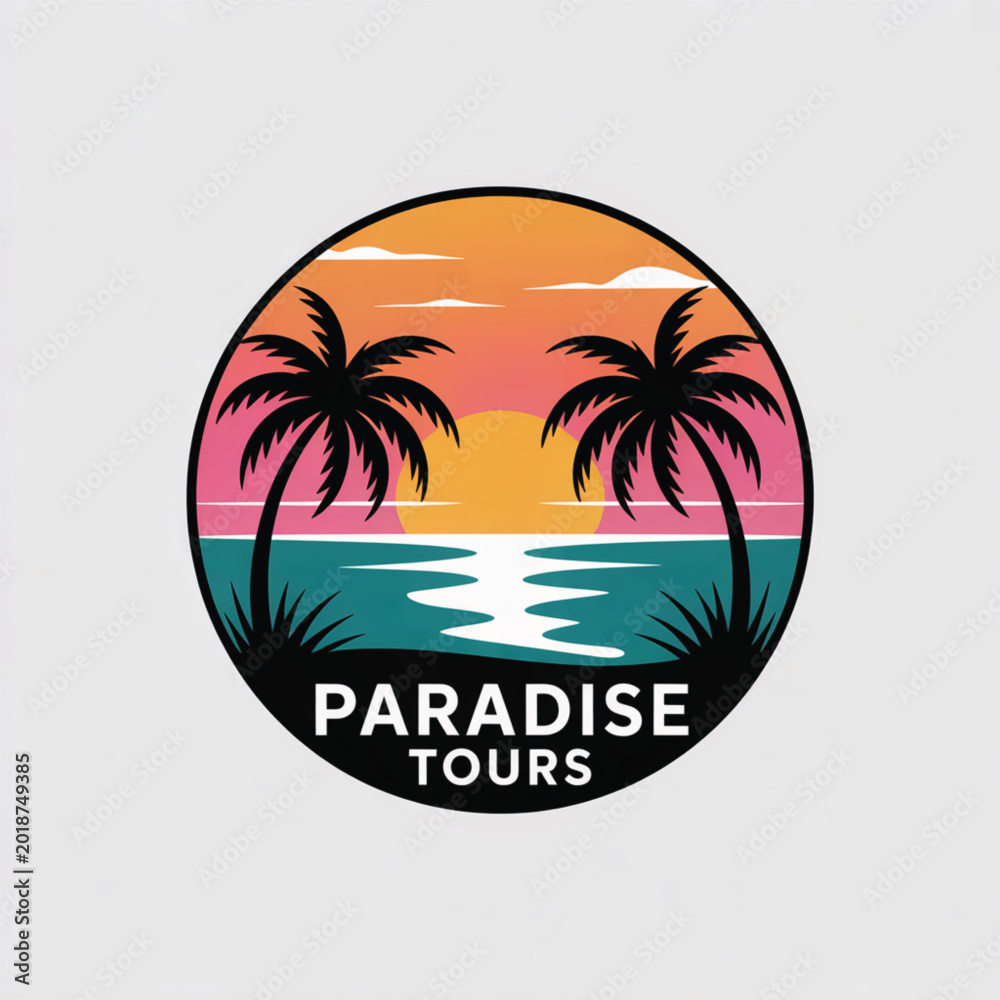 Obraz premium Professional vector logo design for a tropical island travel agency paradise tours
