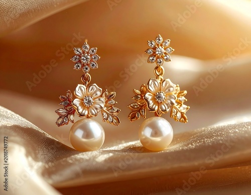 Ornate pearl and crystal drop earrings (1)