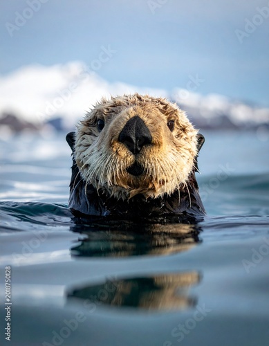 Otter floating in calm water
