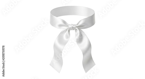 Photos White satin ribbon loop with elegant center knot