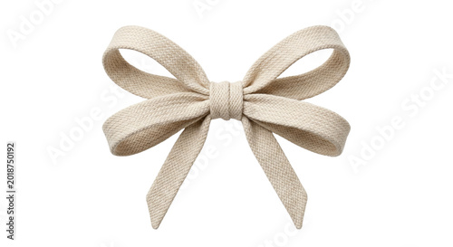 фотографія Elegant beige shoelace bow with woven texture