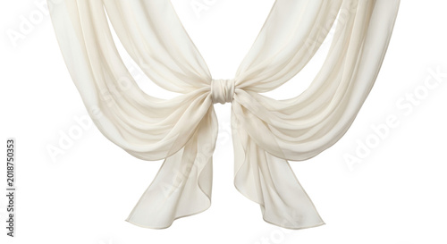 Foto Elegant white chiffon fabric drape with center knot