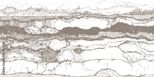 Tableau sur toile Abstract geological earth layers background vector illustration featuring rough grunge texture and rocky stratigraphy lines