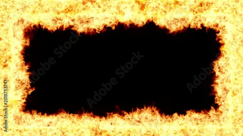 Burning Fire on All Sides of Frame in an Endless Loop, Flame Border