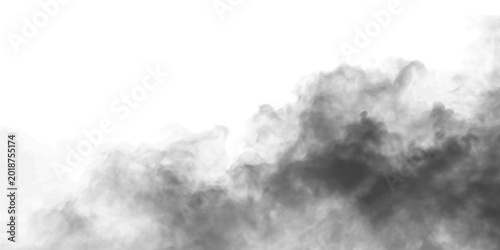Obraz na plátne Smoke rising up against a clean transparent background with dark grey clouds