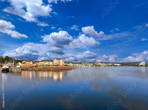 Billede på lærred The wide harbor and hometown scenic landscape waterfront marina at daytime with