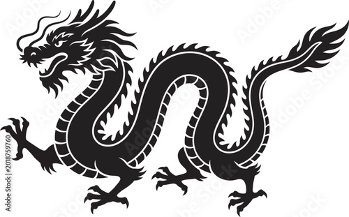 Chinese dragon silhouette vector illustration