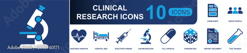 Photos Clinical research icon set