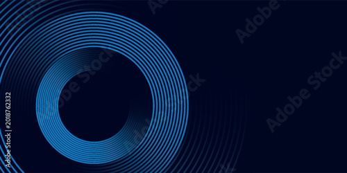 Bilde på lerret Blue abstract background with glowing circles