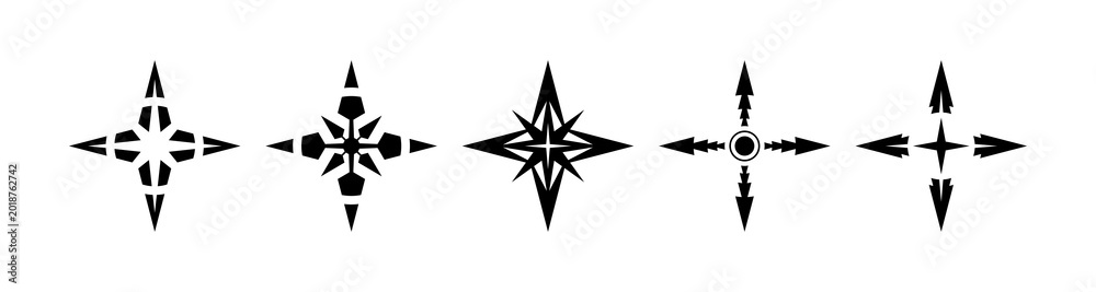Obraz premium Black compass sign symbol for map