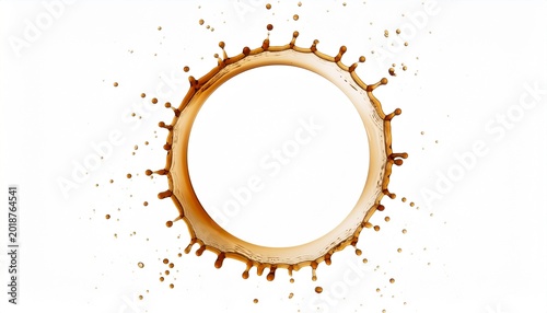Brown liquid splashing circular motion.