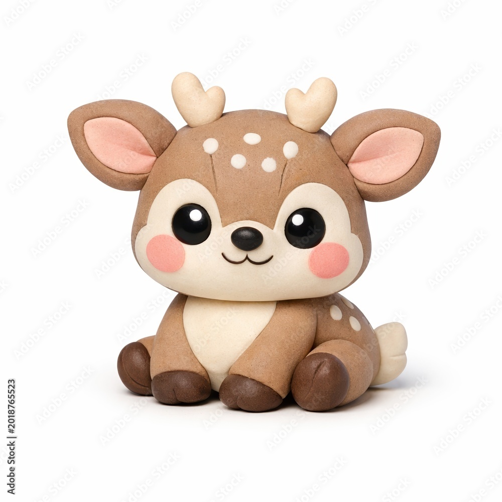 Fototapeta premium Cute clay deer figurine with spots