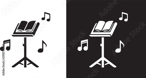 Open book with musical notes on pages as a creative music score icon book illustration vector 