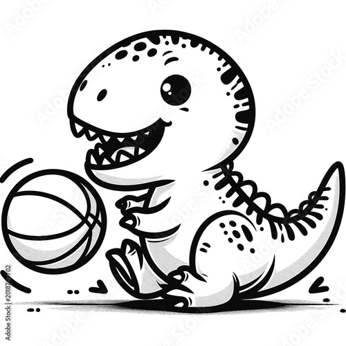 cute dino coloring kid sheet black and white