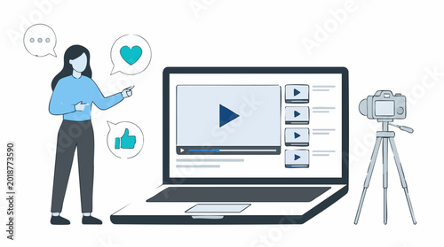 Female creator producing video content for digital platforms and social media