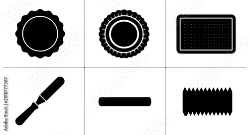 Quadro su tela Baking Tools Vector Icons Set: Cookie Cutters, Spatula, Rolling Pin, and More fo