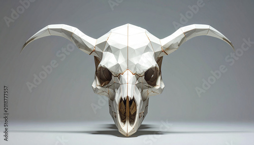 Geometric animal skull sculpture