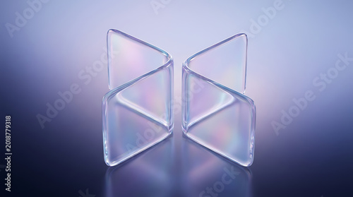 Geometric glass x design on reflective surface