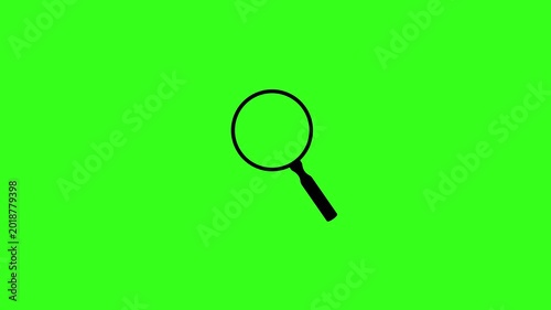 Magnifying Glass Icon Searching Animation on Green Screen Background