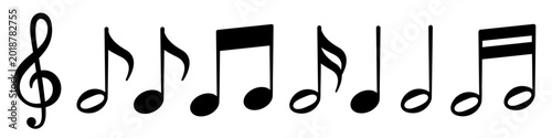 Cuadro en lienzo Music notes icons collection