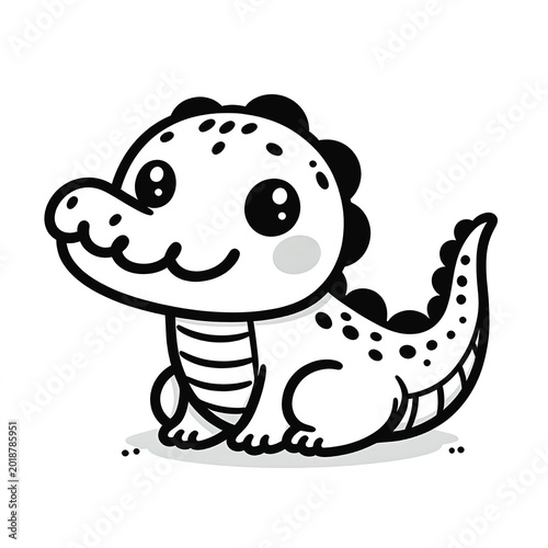cute crocodile coloring sheet black and white