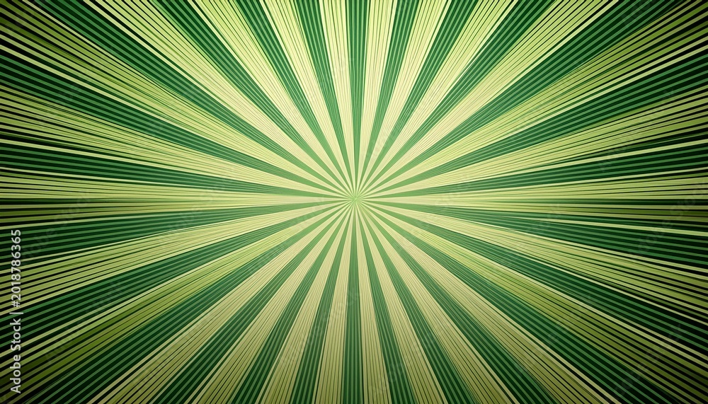 Fototapeta premium retro sunburst pattern background in light and dark green stripes radiating from center point