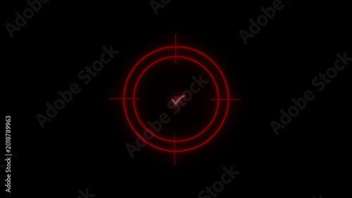 Glowing neon target icon, military target icon animation Isolated on Black Background ( tike icon )