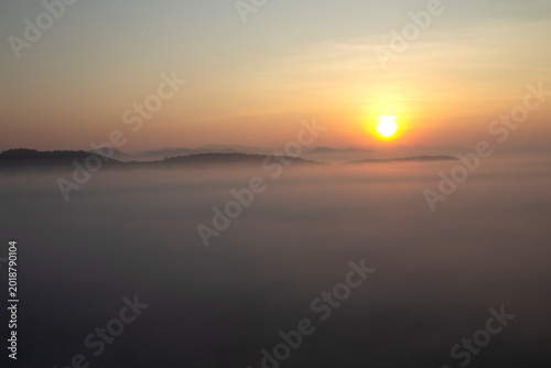 The sun is rising in the morning.
