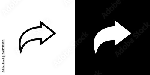 Cuadro en lienzo Share Arrow Icon concept with flat Black White Background