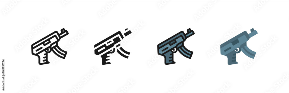 Obraz premium Modern Handgun icon multiple style collection. Vector illustration.