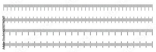 Schilderij op canvas Vector of Inch and Metric Ruler Template Set – Blank Measuring Scale Indicators