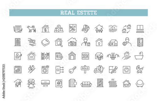 Outline web icons set - Real Estate. Vector icons