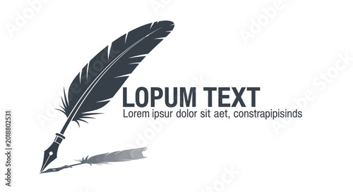 Foto Classic quill pen illustration featuring a sharp metal nib and soft shadow on wh