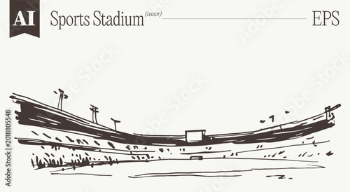 Sports Stadium Football Soccer Minimal Gestural Sketch Panoramic