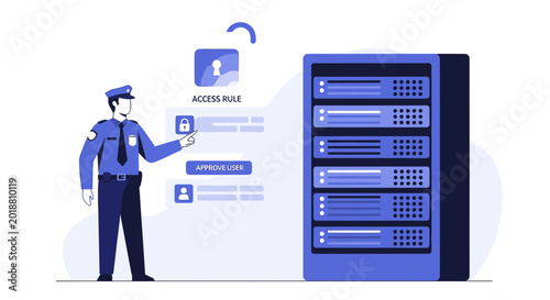 Cybersecurity Guard Approves Access to Server Room Data Security
