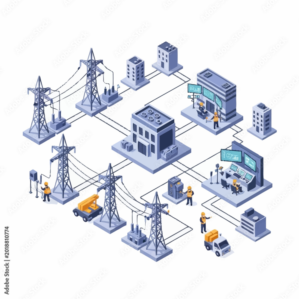Fototapeta premium Industrial infrastructure and power distribution network.