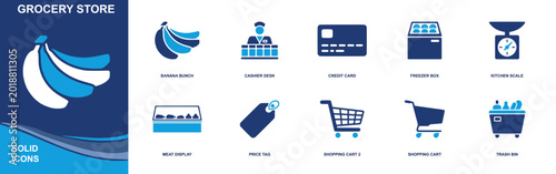 Foto Grocery store icon set