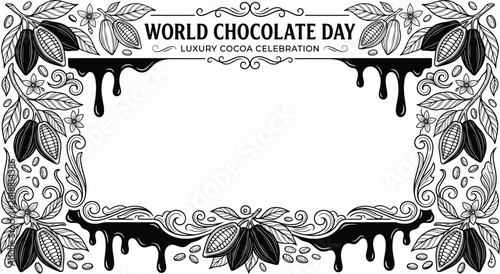 World Chocolate Day Luxury Cocoa Frame Vector, Premium Minimal Chocolate Celebration Design with Copy Space