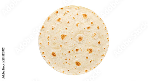 Fresh Round Flour Tortilla Wrap Isolated on White Background Top View