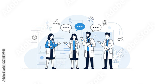 Medical Team Discussing Research and Analysis in Modern Laboratory Setting