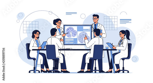 Medical Team Discussing Patient Scan Results in Modern Meeting Room