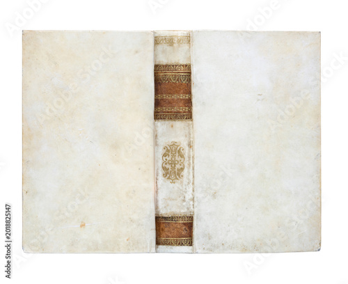 Konstfotografi Antique vellum book cover from the early 19th century isolated on white background