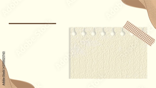 Neutral Boho Torn Paper Note Background With Washi Tape