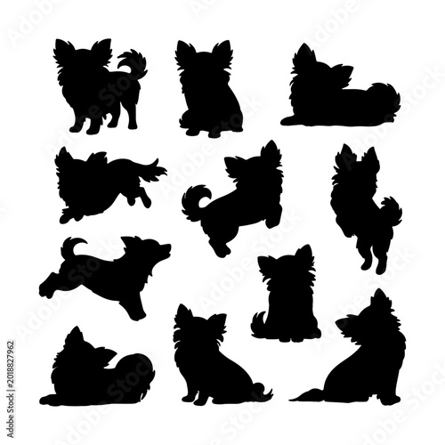 Chihuahua silhouettes in various poses creating an eye-catching pattern for decoration or craft projects
